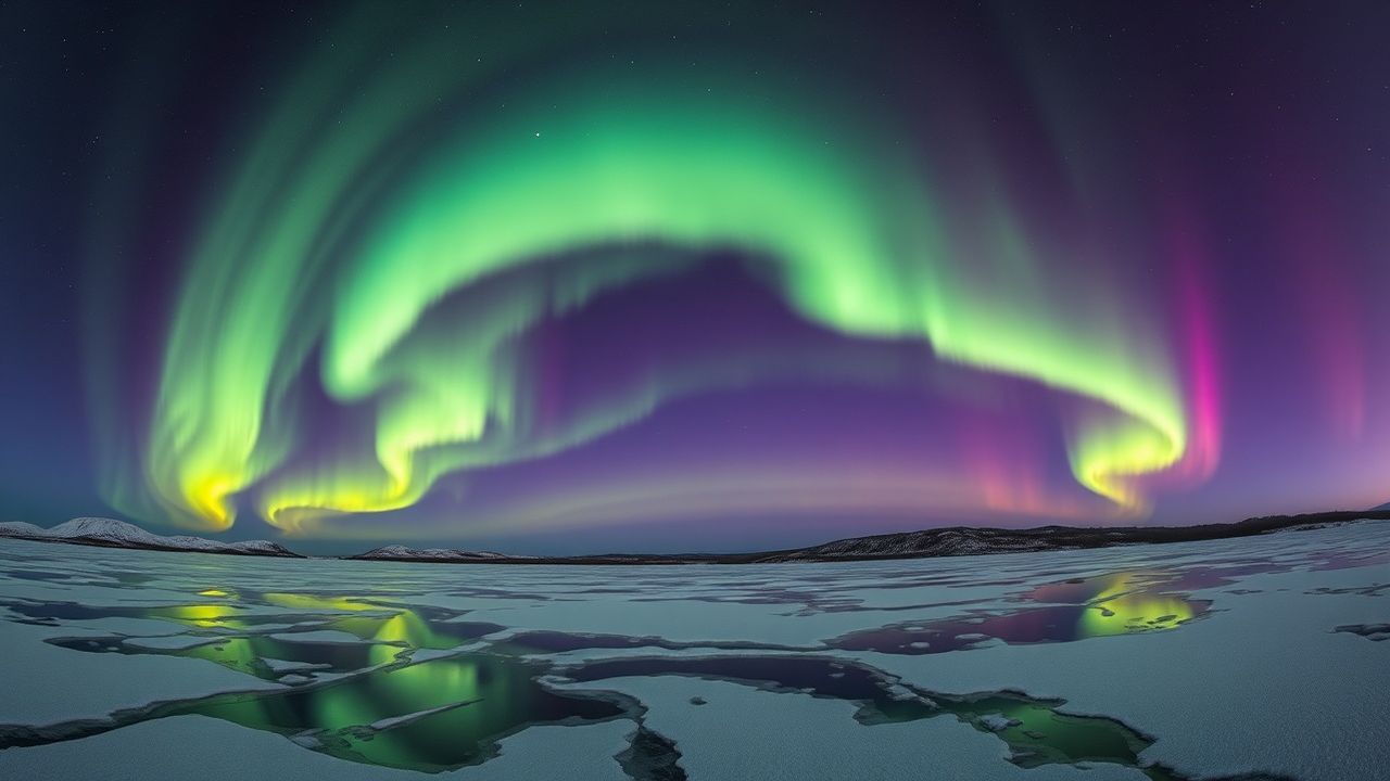 Extraordinary Aurora Borealis Green Frozen