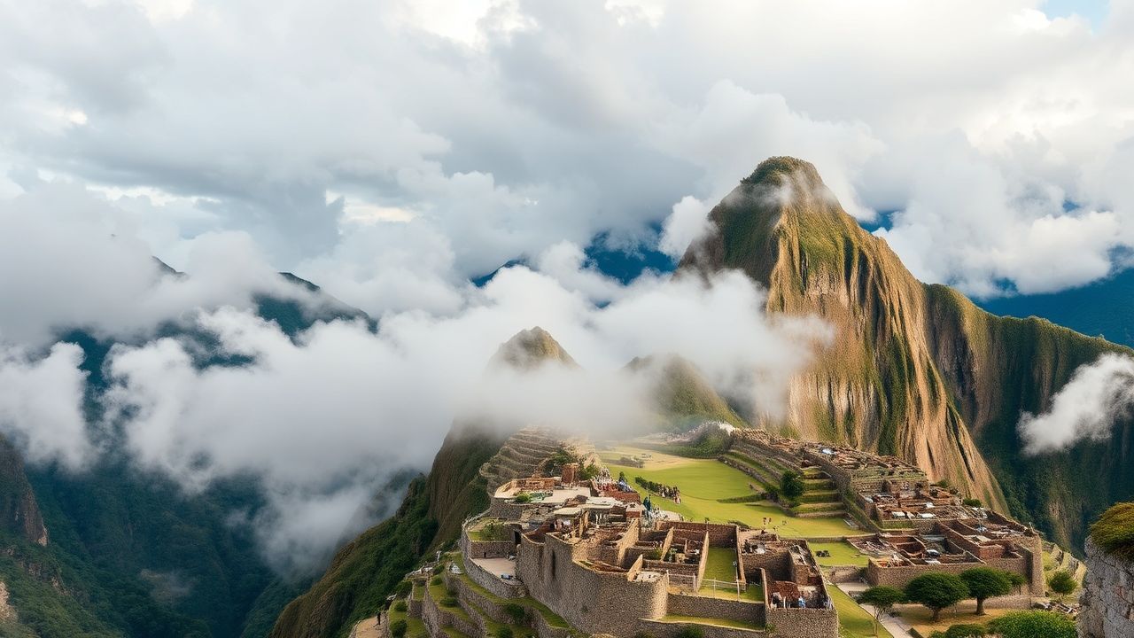 Serene Machu Picchu Picchu Clouds