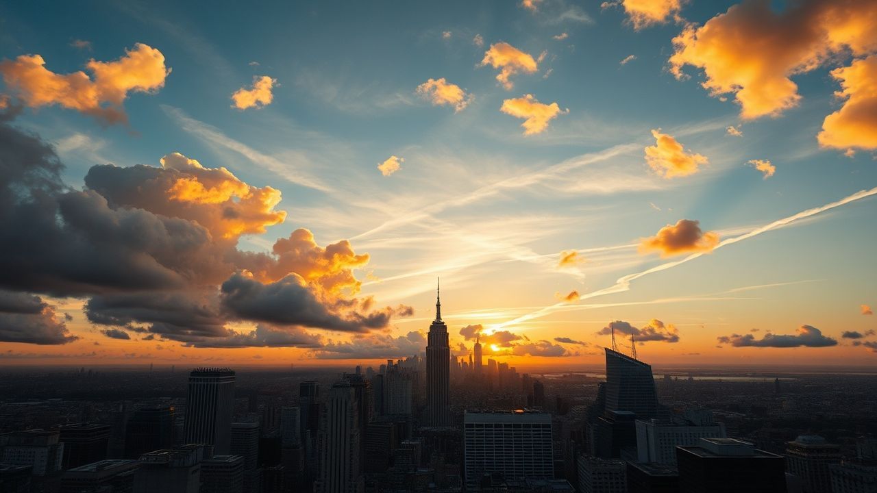 Mesmerizing Rooftop Skyline Clouds Panorama