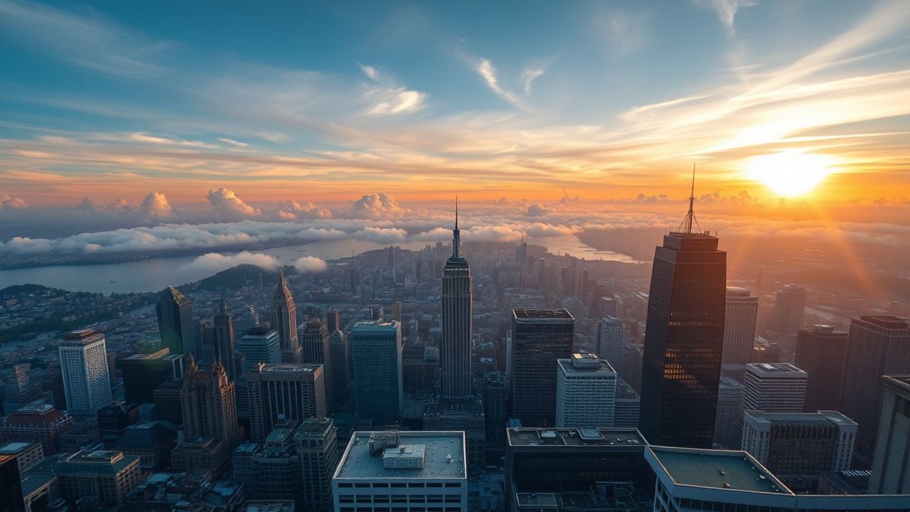 Delicate Rooftop Skyline Clouds Panorama