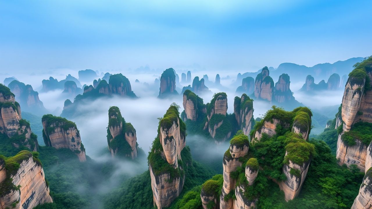 Dramatic China Zhangjiajie Avatar in the Mist