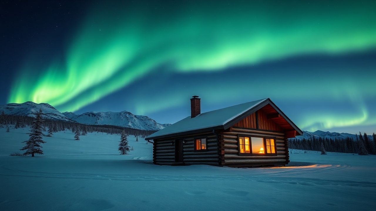 Spectacular Northern Lights Cabin in Winter