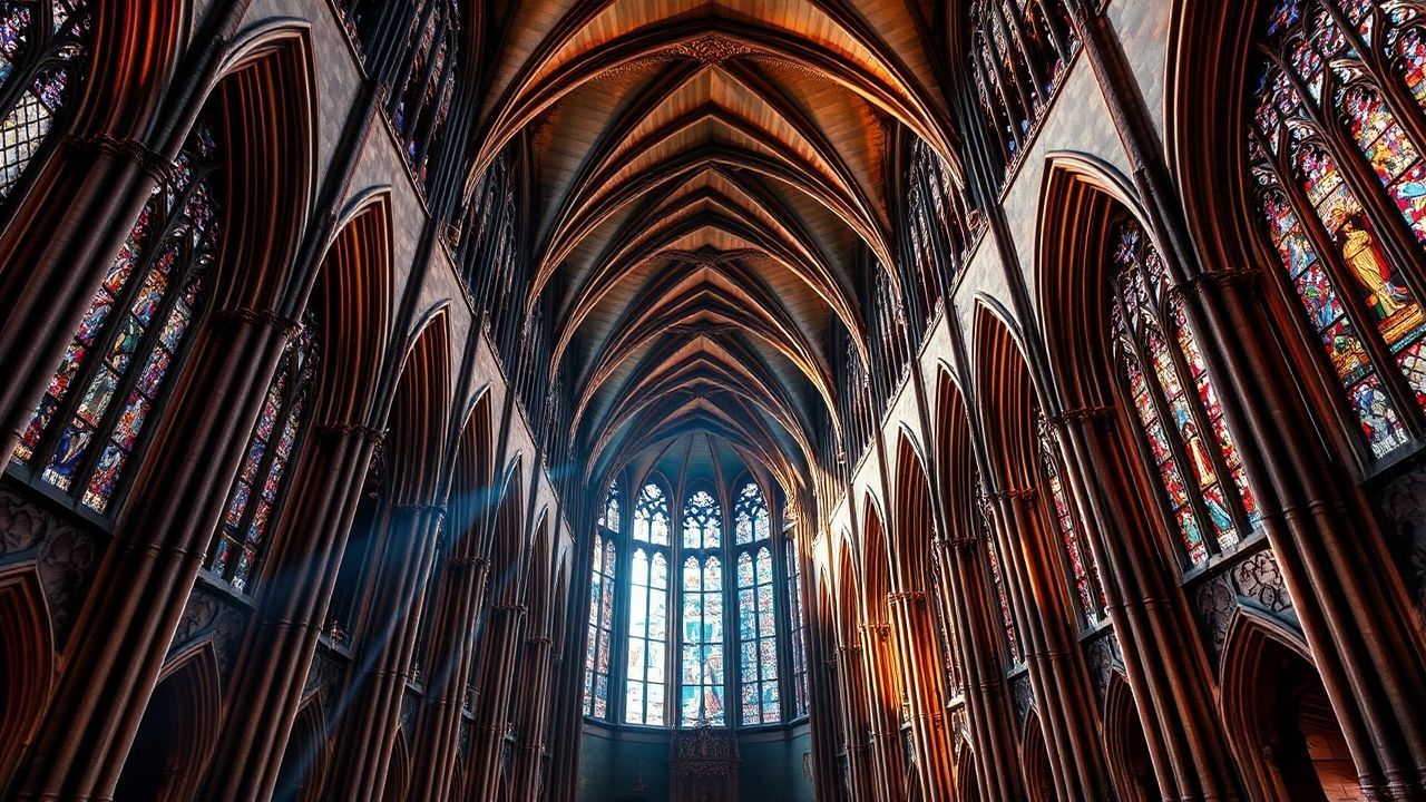 Pristine Gothic Cathedral Buttresses Drama