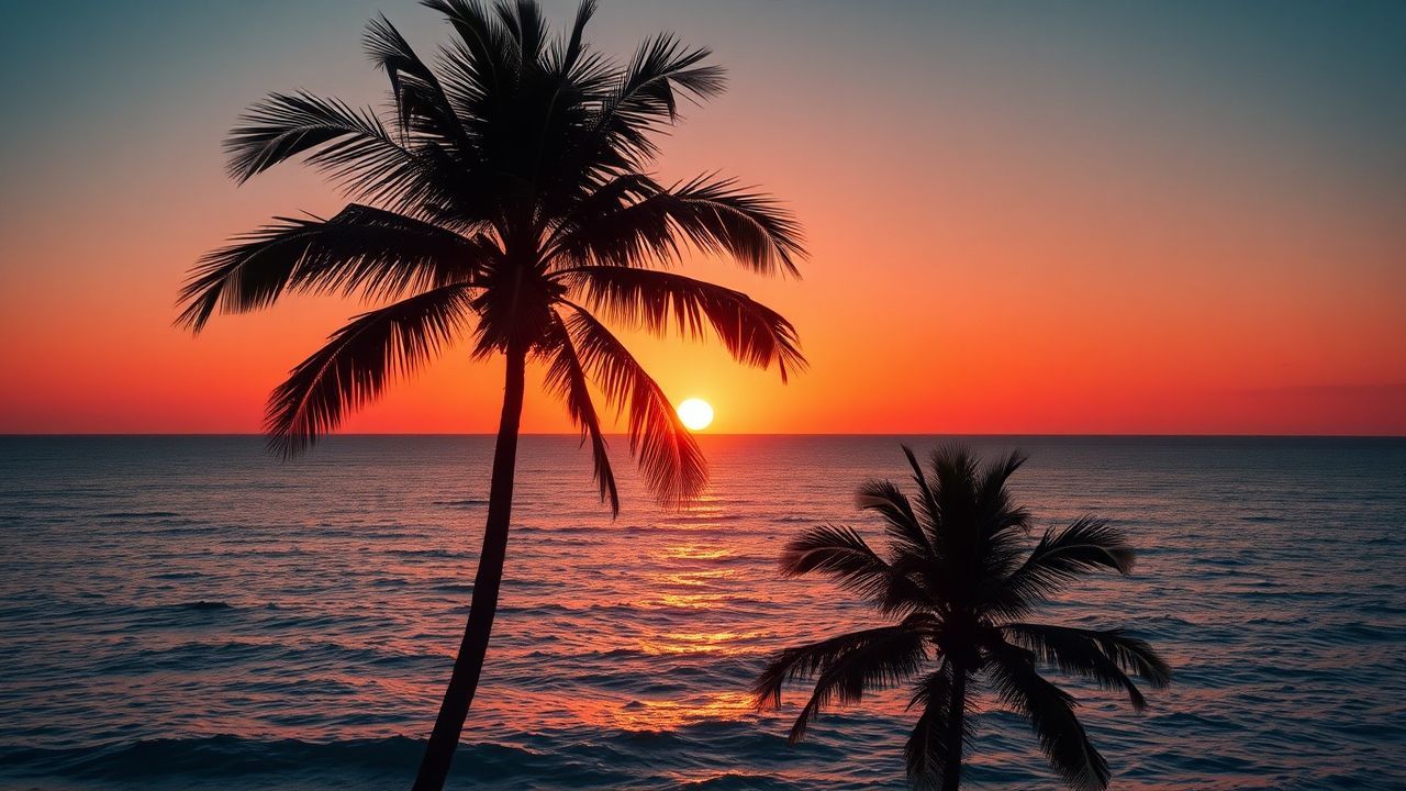 Awe-Inspiring Palm Silhouettes Orange at Sunset