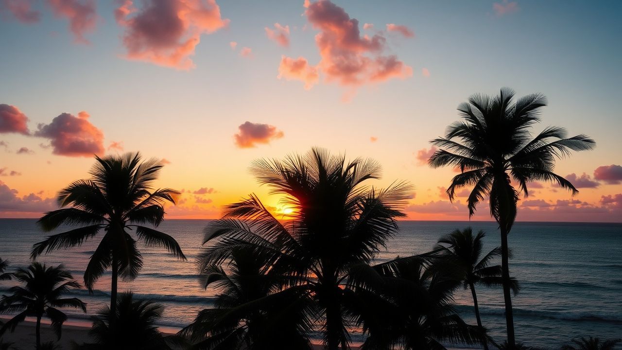 Mesmerizing Palm Silhouettes Orange at Sunset