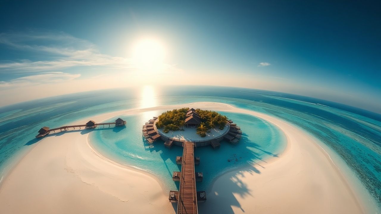 Towering Maldives Sandbar Island from Above