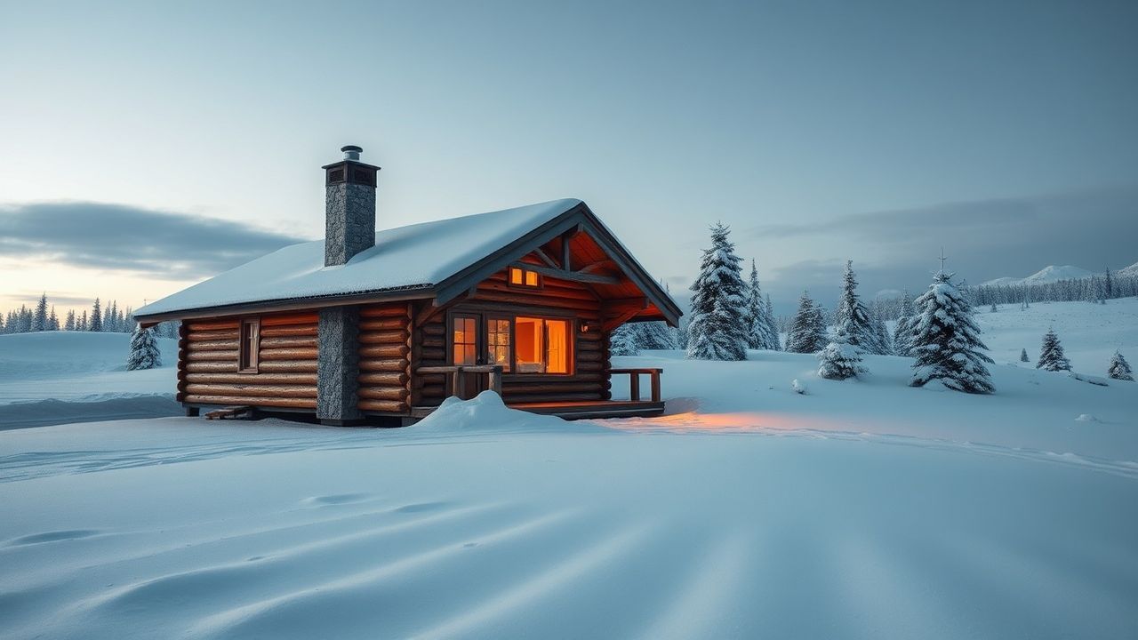 Ethereal Nordic Cabin Isolation in Winter