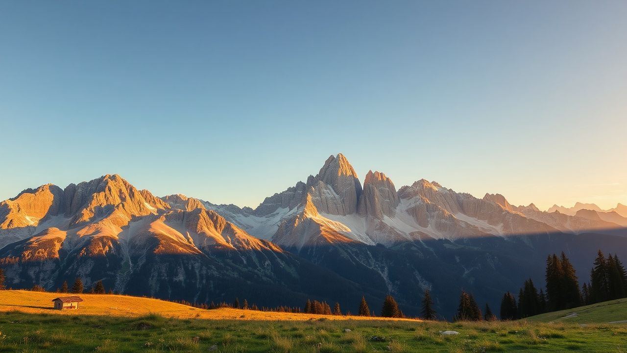 Lush Dolomites Peaks Alpine in Golden Light