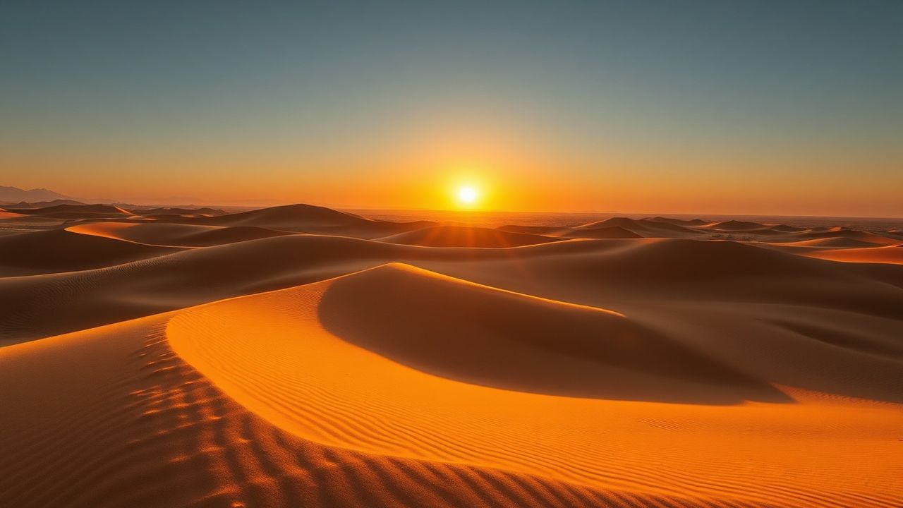 Vibrant Sahara Dunes Ripples in Golden Light