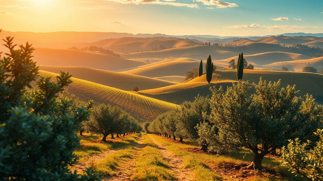 Captivating Tuscany Olive Grove in Golden Light