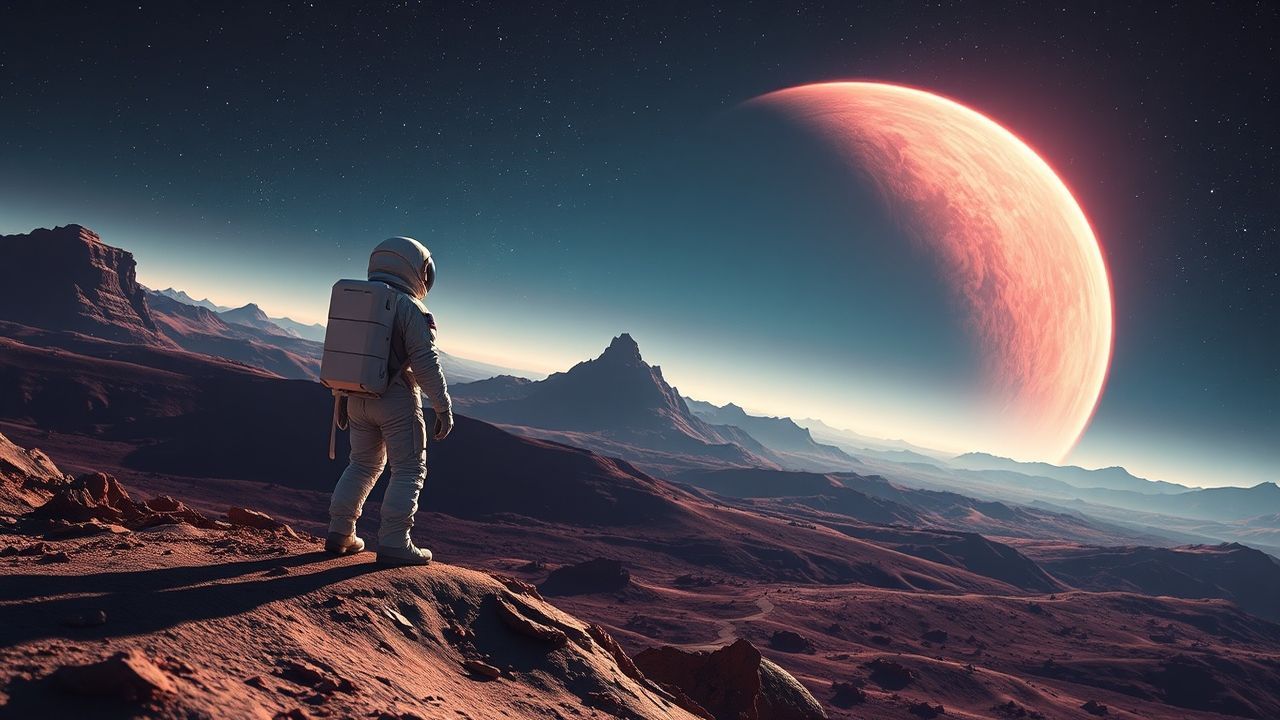 Spectacular Astronaut Alien Planet