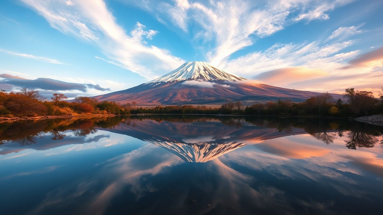 Vivid Mt. Fuji Mount Lakes Reflections