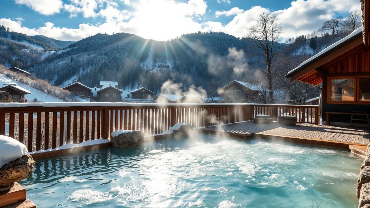 Peaceful Onsen Hot Outdoor in Spring