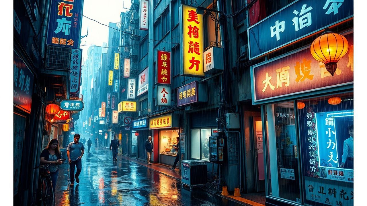 Glorious Hong Kong Alley Neon Dreams