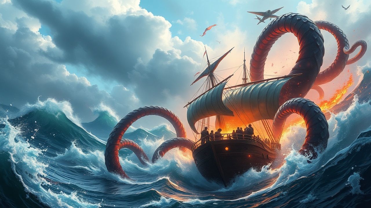 Radiant Kraken Attacking Ship Storm