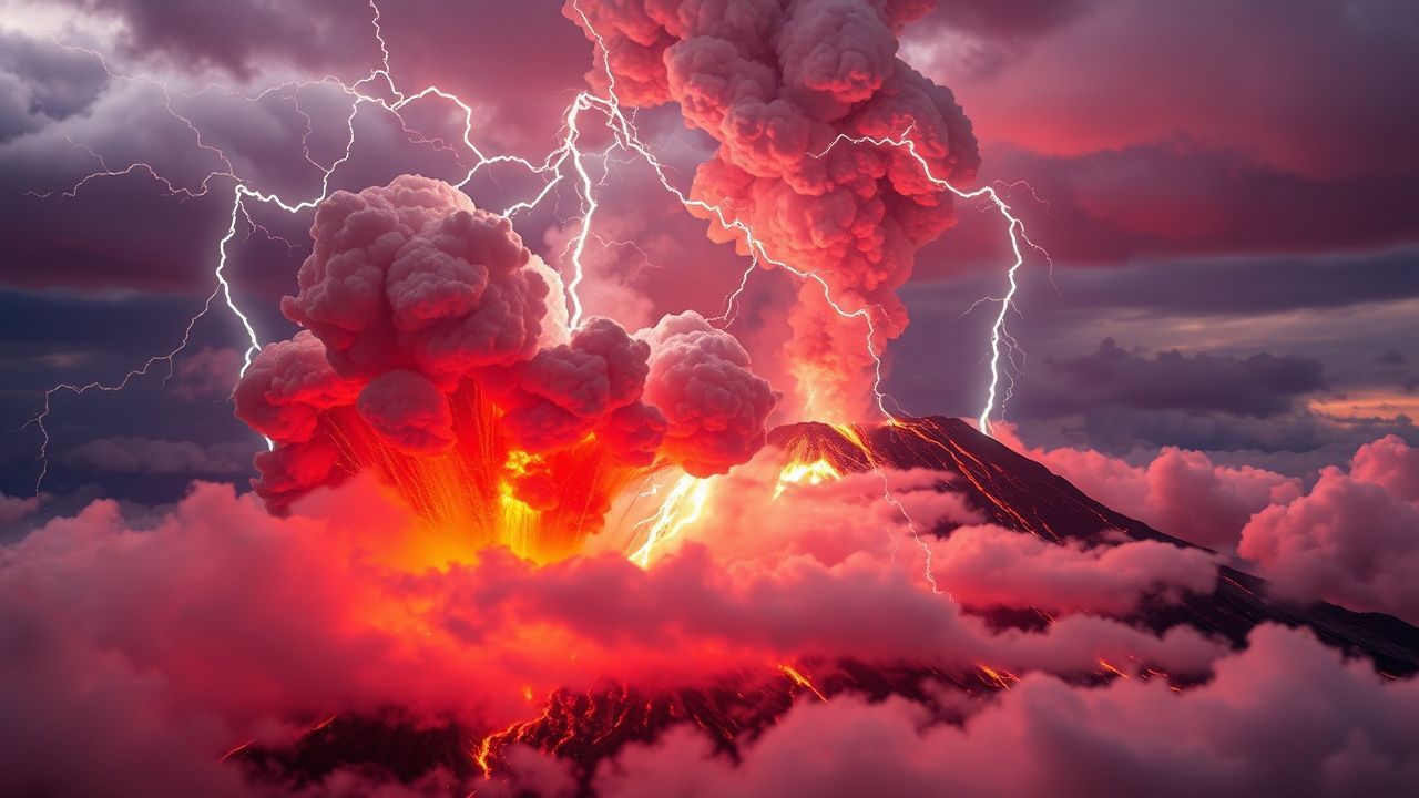 Delicate Volcanic Lightning Eruption