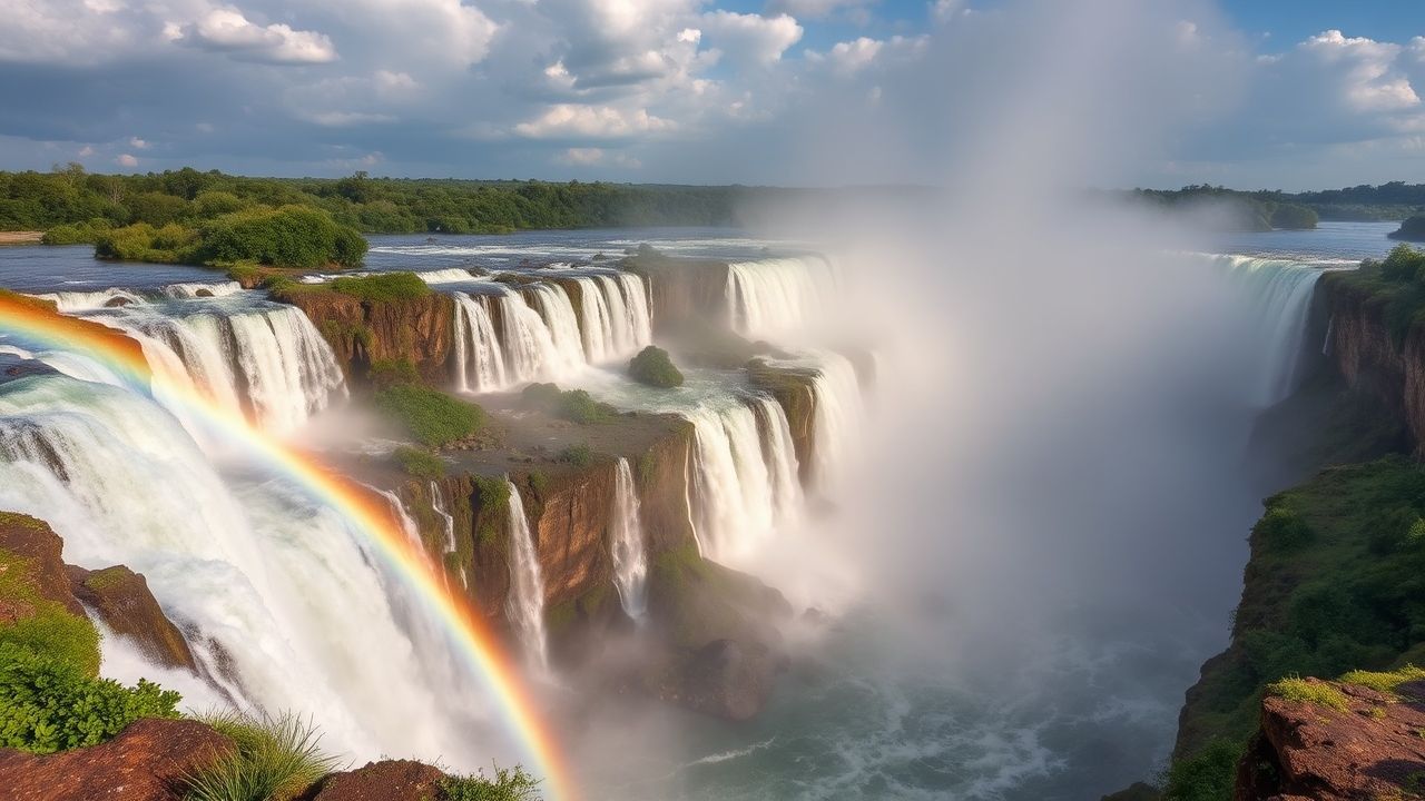 Pristine Iguazu Falls Hundreds Panorama