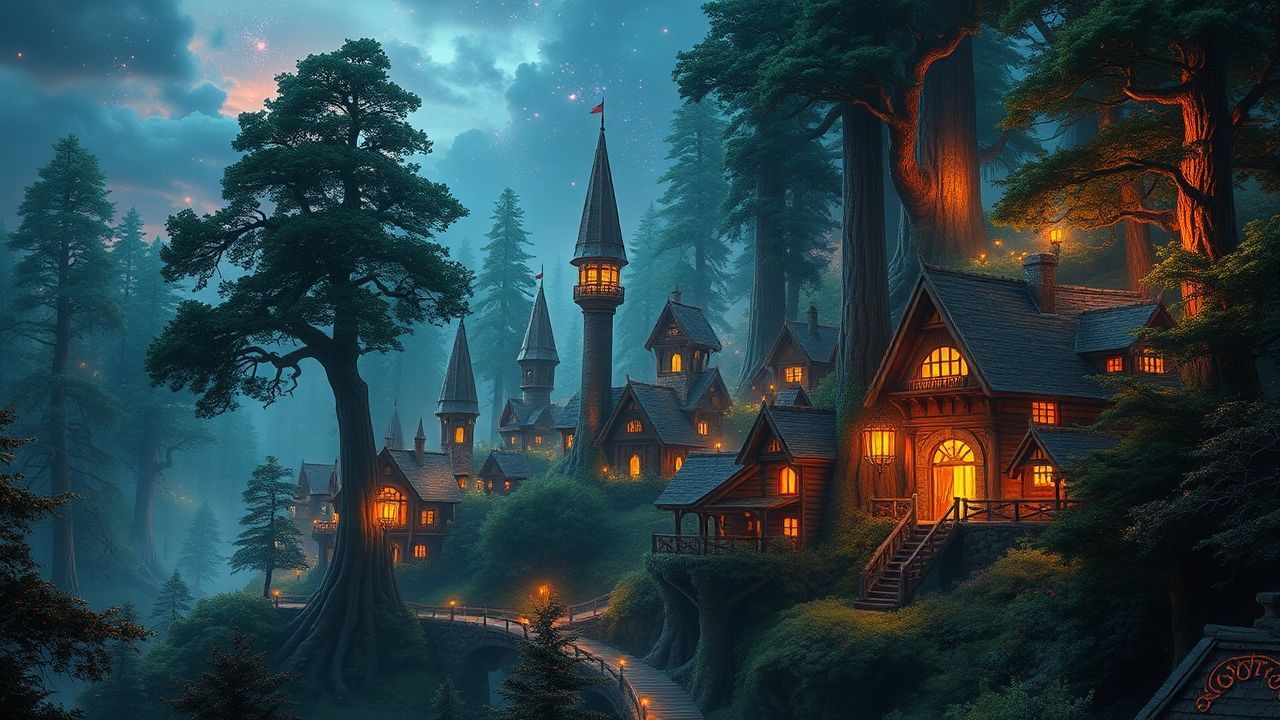 Celestial Elven City Treehouses Magic