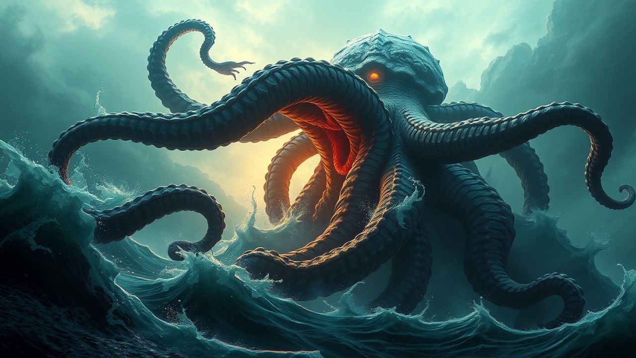 Striking Cthulhu Rising Tentacles Storm