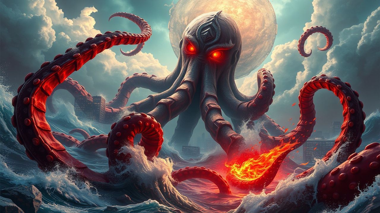 Serene Cthulhu Rising Tentacles Storm