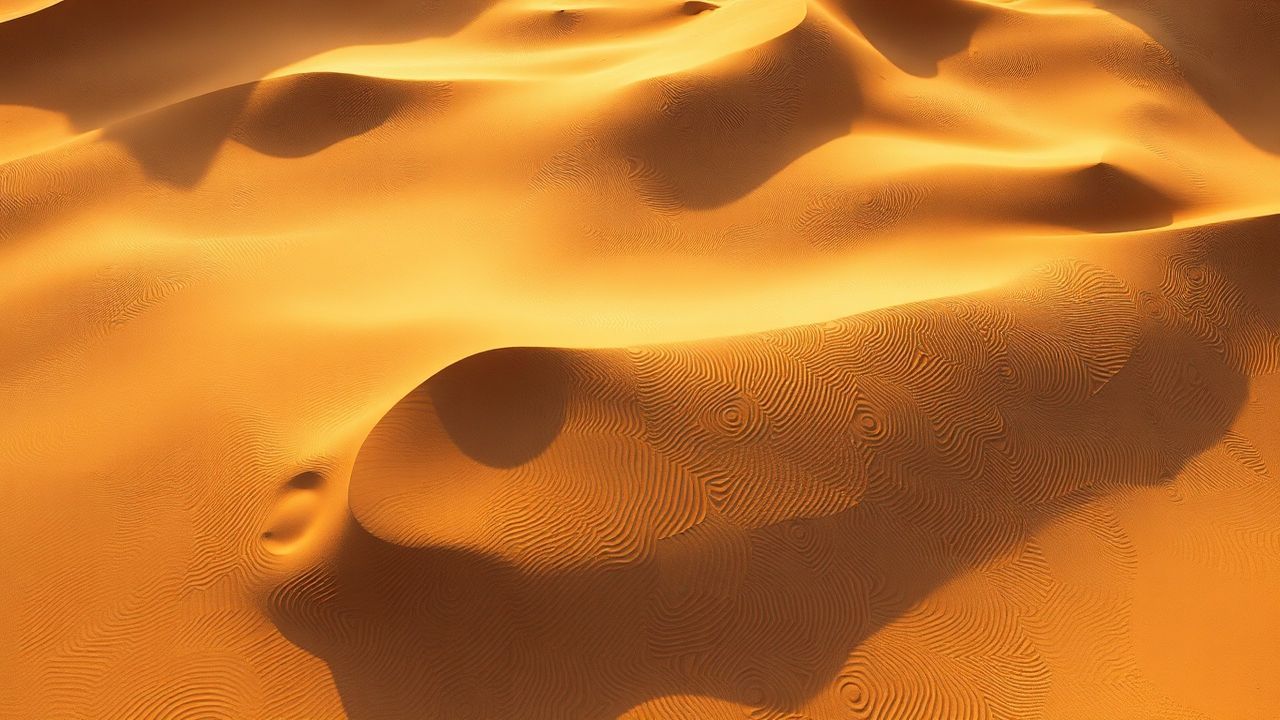 Dreamlike Sand Dunes Shadows from Above