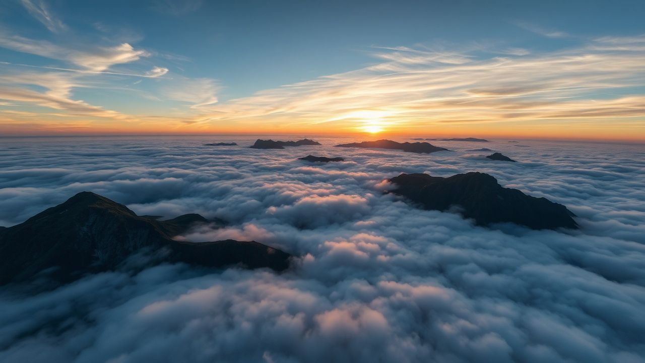 Striking Sea Clouds Peaks in the Mist