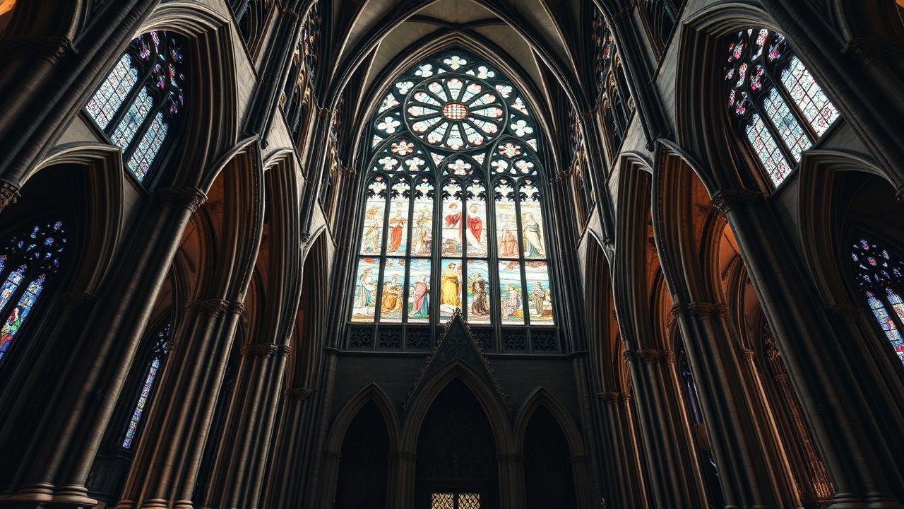 Sprawling Gothic Cathedral Buttresses Drama