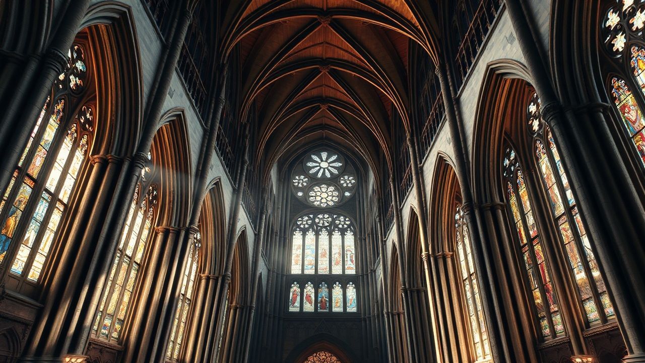 Grand Gothic Cathedral Buttresses Drama