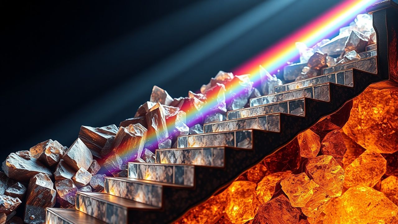 Iridescent Bismuth Staircase Rainbow Crystal