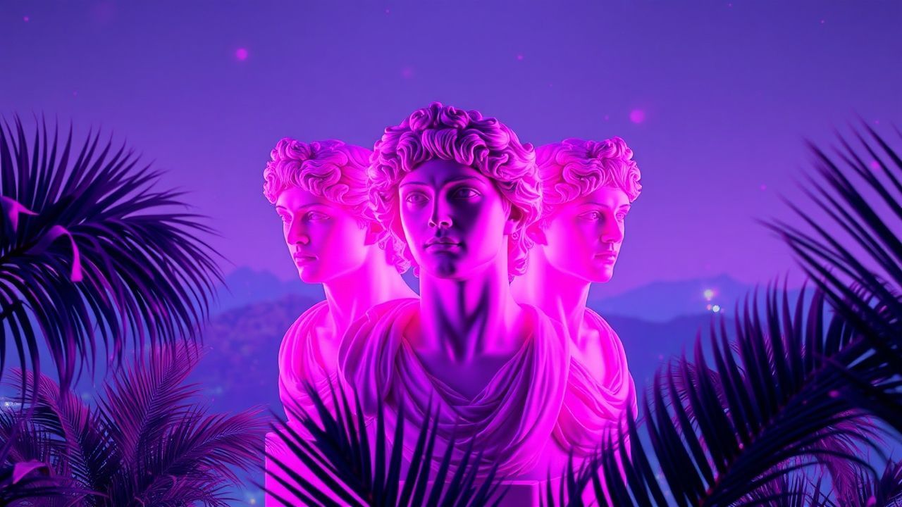 Captivating Vaporwave Roman Busts