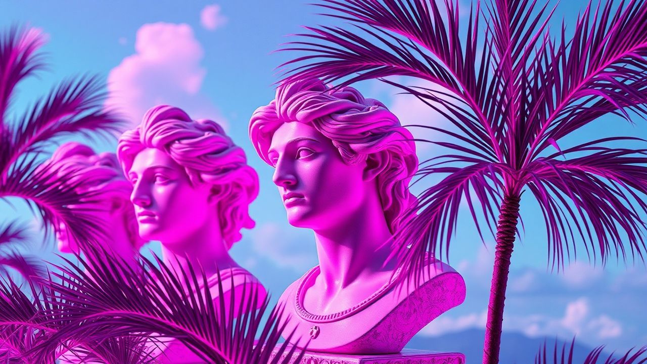 Striking Vaporwave Roman Busts