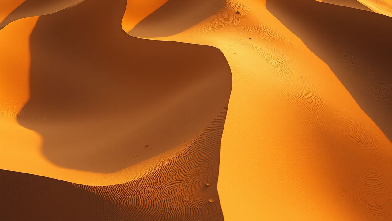 Vast Sand Dunes Shadows from Above