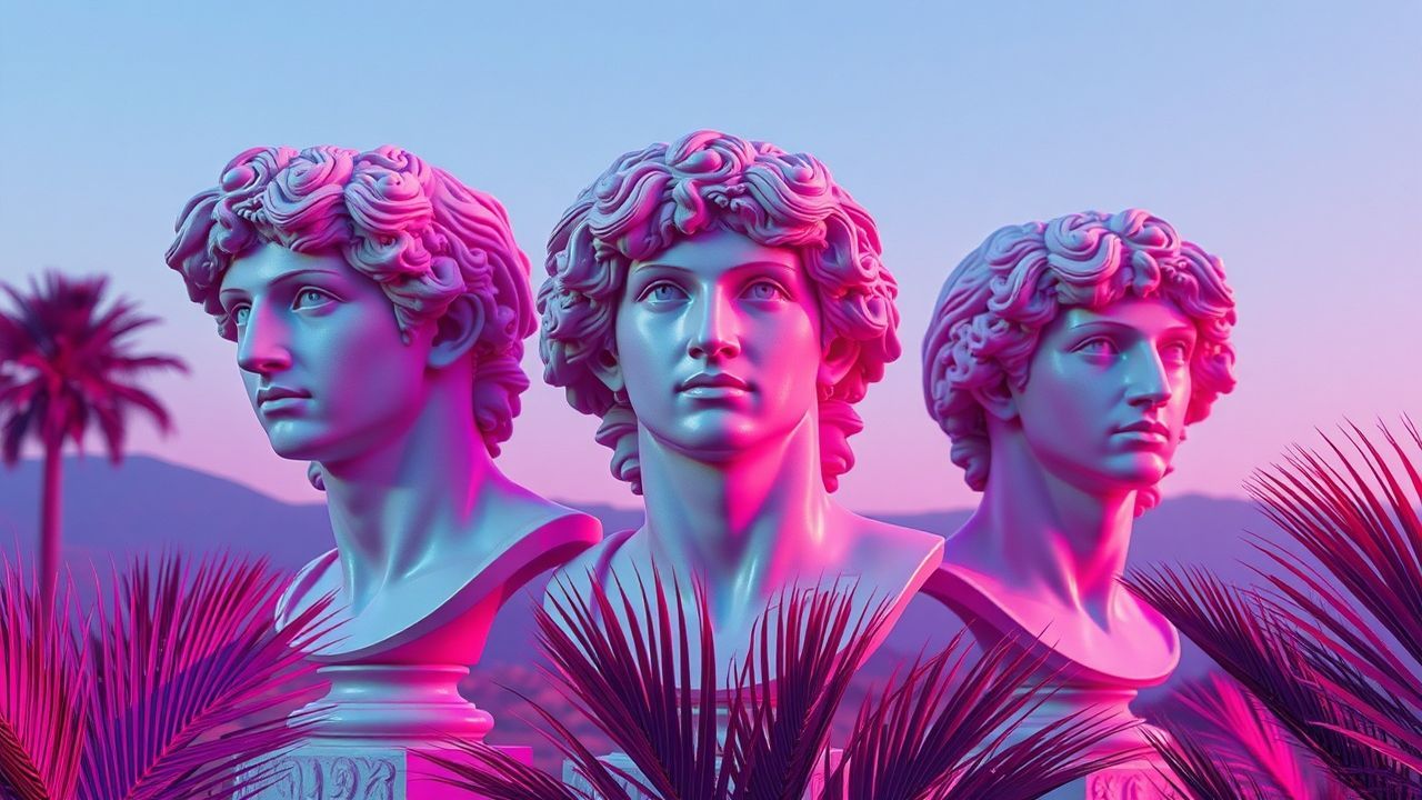 Breathtaking Vaporwave Roman Busts