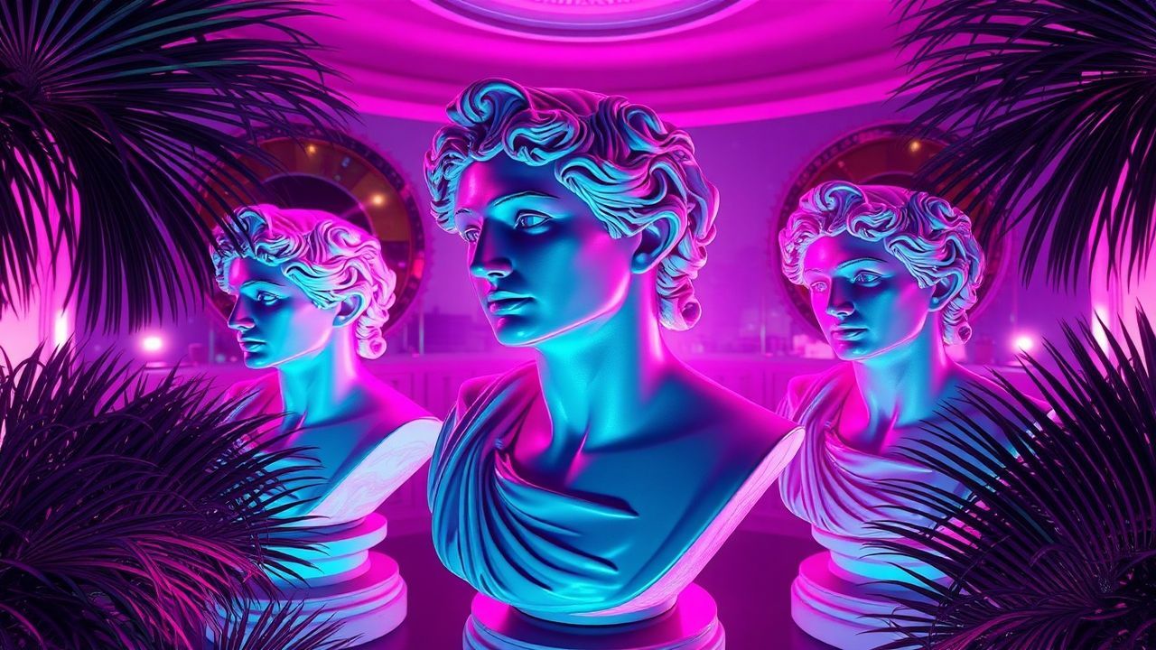 Dazzling Vaporwave Roman Busts