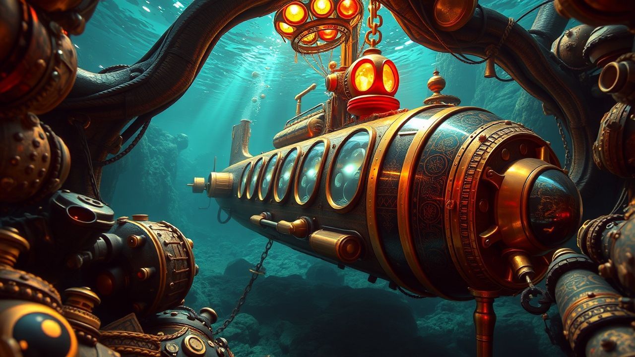 Fierce Nautilus Submarine Brass Depths