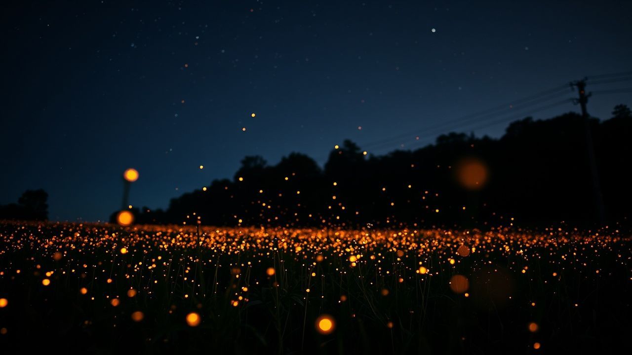 Magnificent Fireflies Field Warm by Night