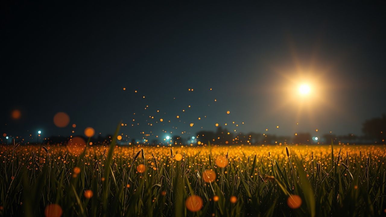 Lush Fireflies Field Warm by Night