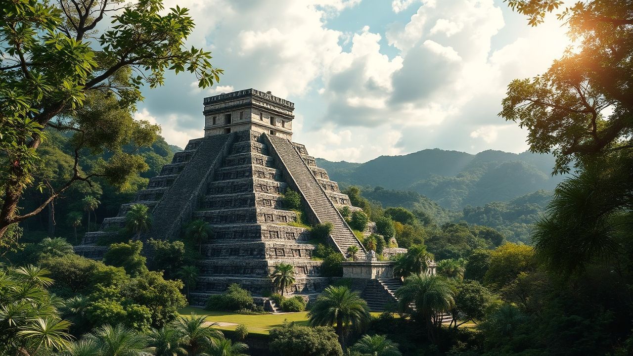 Lush Mayan Pyramid Jungle Ruins