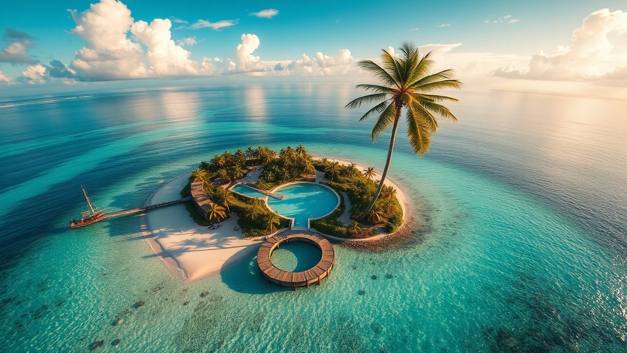 Wondrous Tropical Island Beach from Above