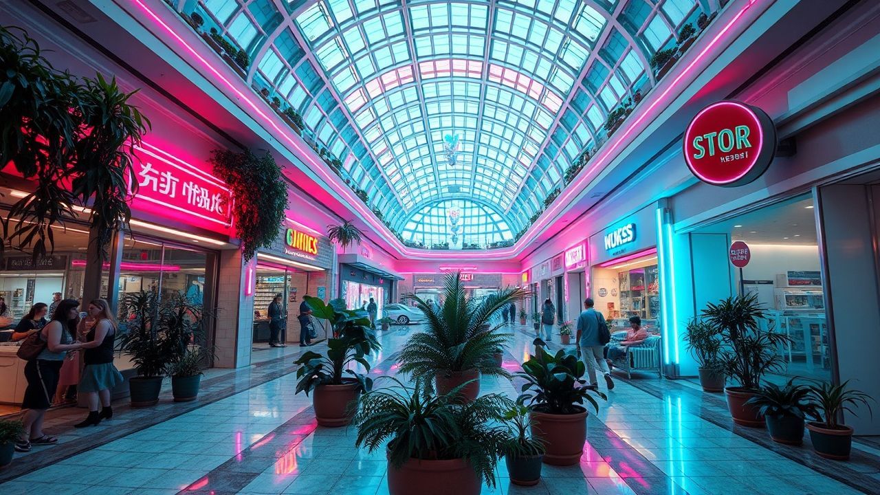 Resplendent Empty Mall 90s Neon Dreams