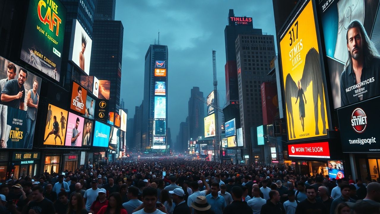 Electric Times Square Billboards by Night