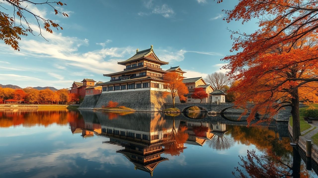 Golden Japanese Castle Maple in Autumn