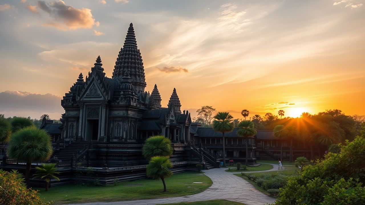 Dazzling Angkor Wat Wat Temple at Sunrise
