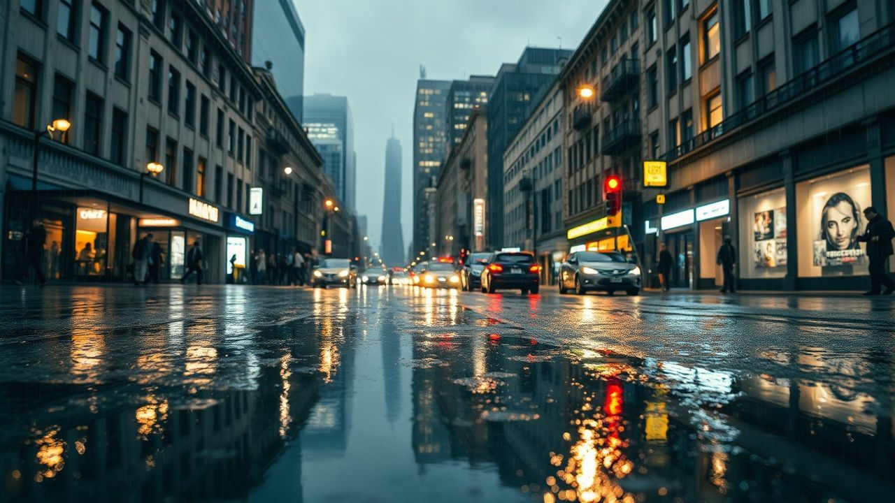 Enchanted Street Reflections Lights in the Rain