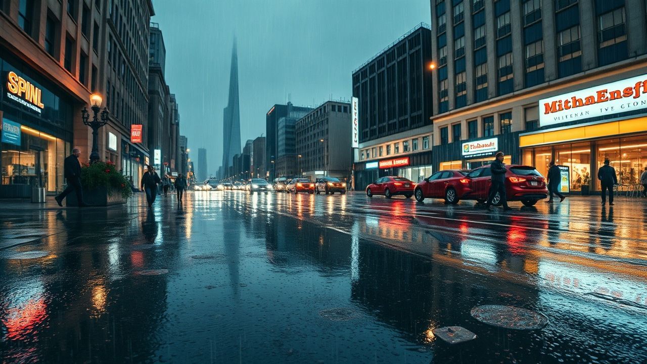 Radiant Street Reflections Lights in the Rain