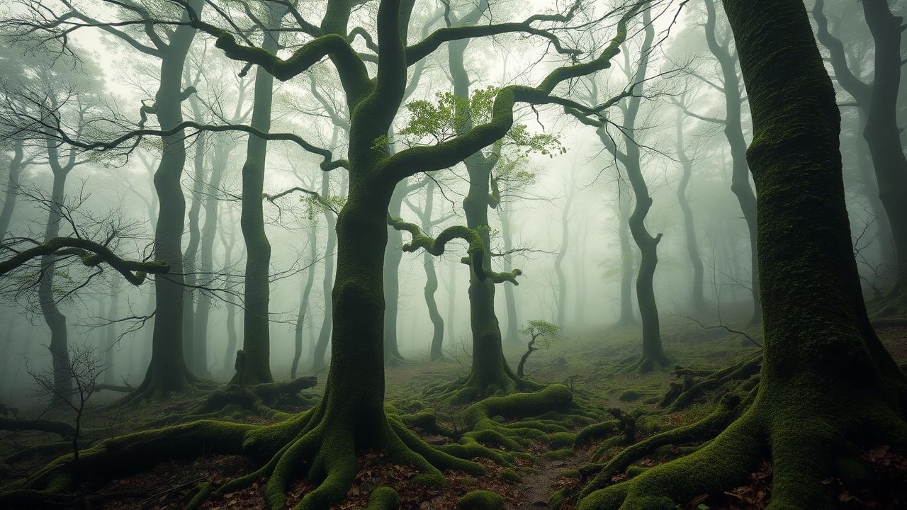 Ethereal Enchanted Forest Moss in the Mist