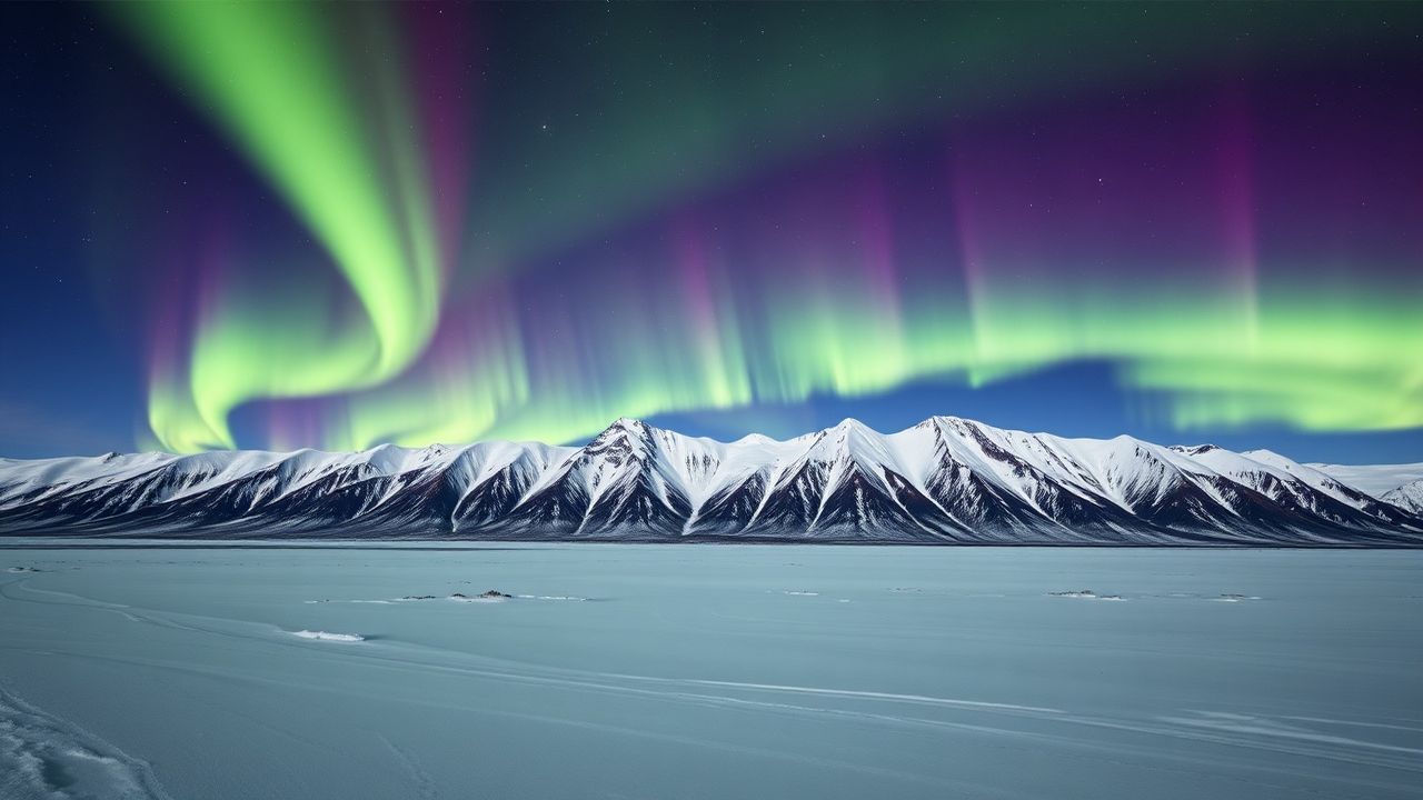 Splendid Arctic Northern Lights in Winter