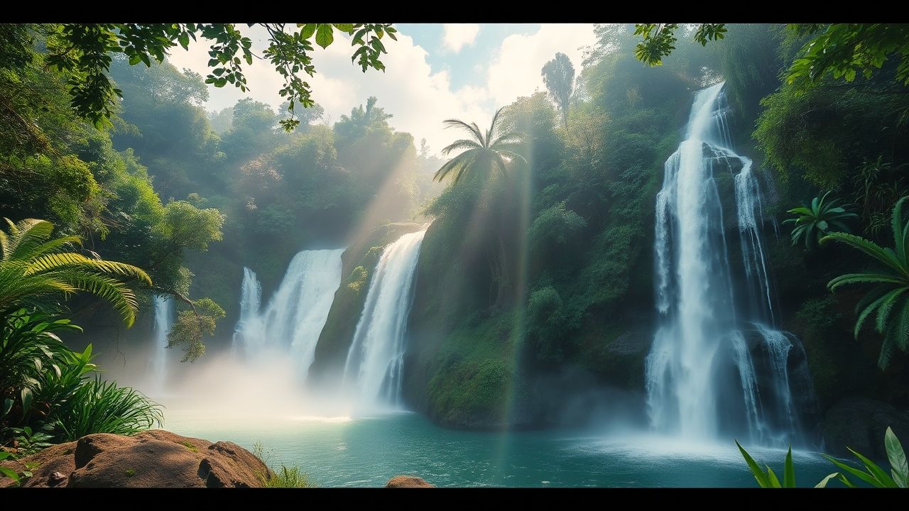 Brilliant Jungle Waterfall Hidden in the Mist