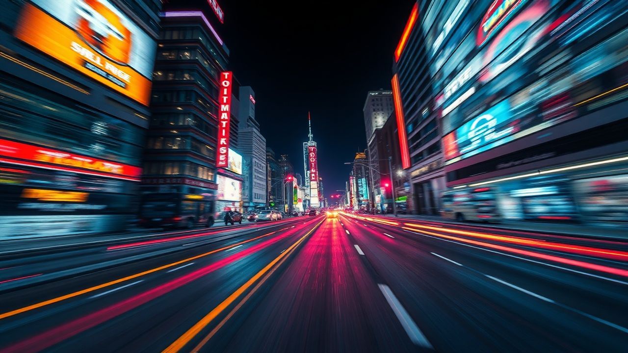 Captivating Outrun Drive City by Night