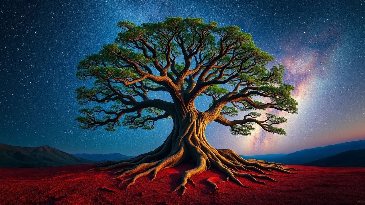 Celestial Yggdrasil World Tree by Night